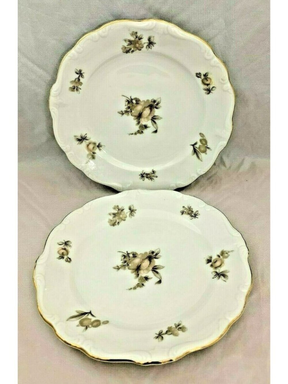 Vintage Johann Haviland China - Sepia Rose - Pair Bread & Butter Plates - 6.25"